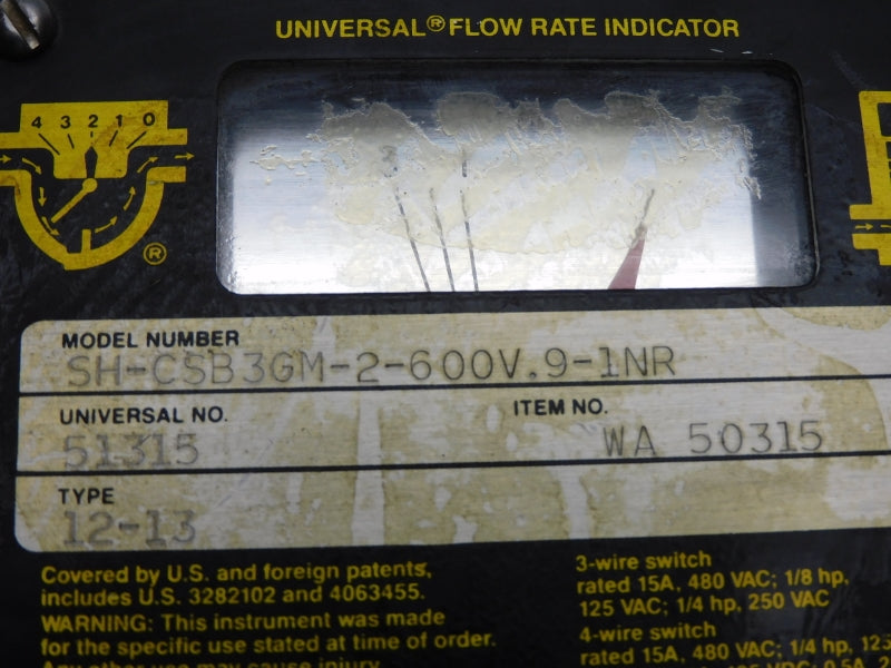 UNIVERSAL FLOW MONITORS SH-CSB3GM-2-600V.9-1NR 480VAC 15A NSNP