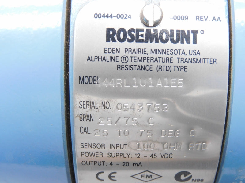 ROSEMOUNT 444RL1U1A1E5 12-45VDC 25/75'C NSNP