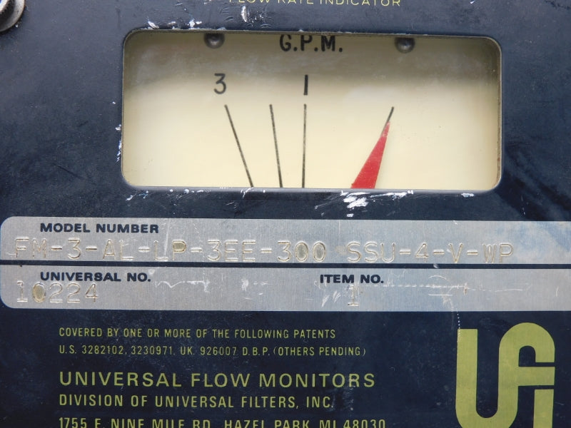 UNIVERSAL FLOW MONITORS FM-3-AL-LP-3EE-300 SSU-4-V-WP UNMP