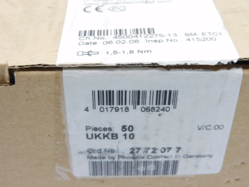 PHOENIX CONTACT UKKB10 2772077 500V 65A (PKG OF 50) NSMP