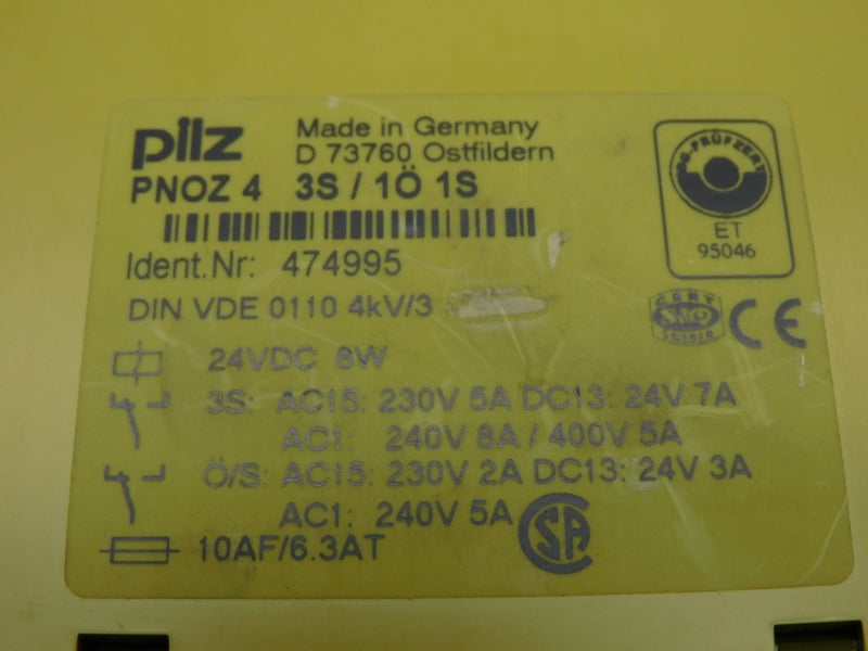 PILZ PNOZ43S/1O1S 474995 400V 8A NSMP