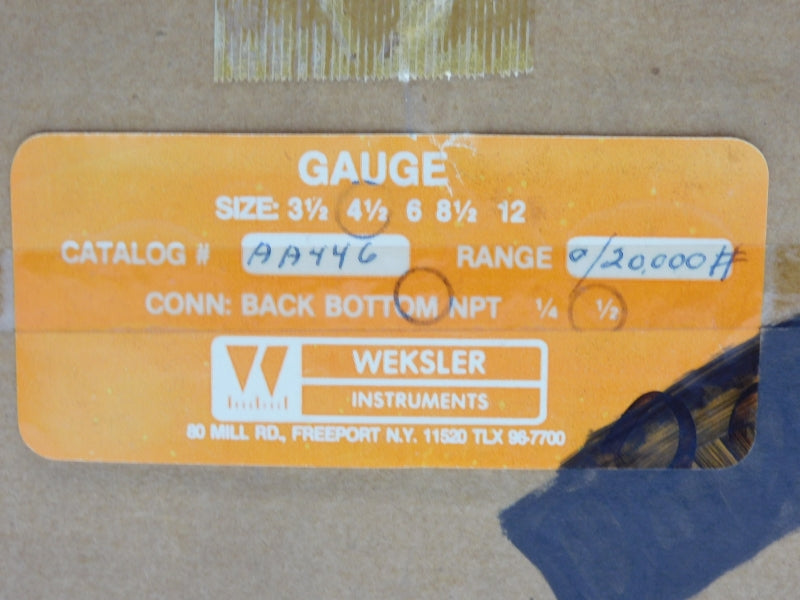 WEKSLER INSTRUMENTS AA446 0/20000PSI NSMP