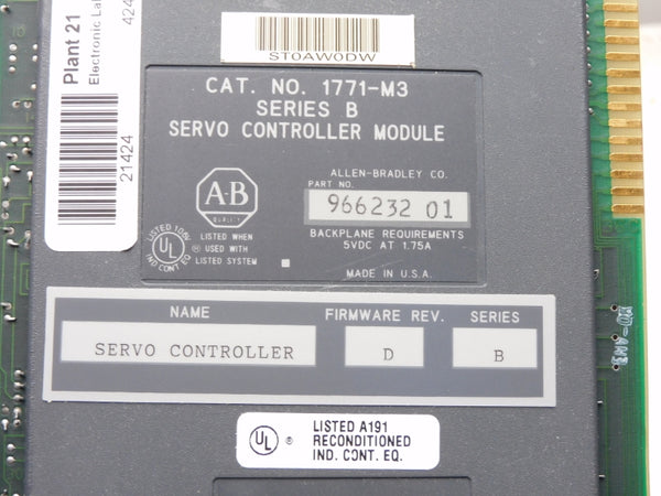 ALLEN BRADLEY 1771-M3 SER. B F/W D 5VDC 1.75A REMAN