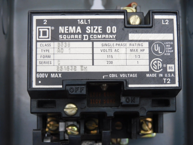 SQUARE D 8536AO1V02 SER. C 110/120V UNMP
