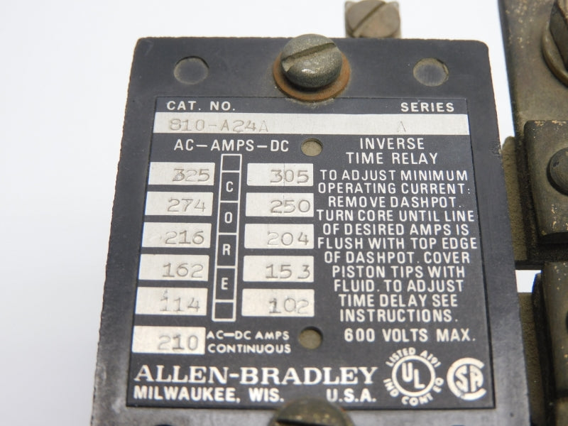 ALLEN BRADLEY 810-A24A SER. A 600V 325A UNMP