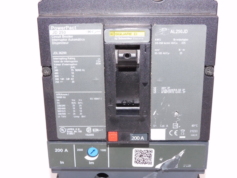SQUARE D JDL36200 600V 200A (AS PICTURED) NSNP