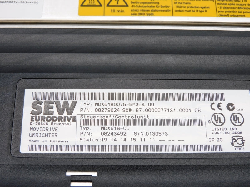 SEW EURODRIVE MDX61B0075-5A3-4-00 08279624 380-500V 16A NSNP