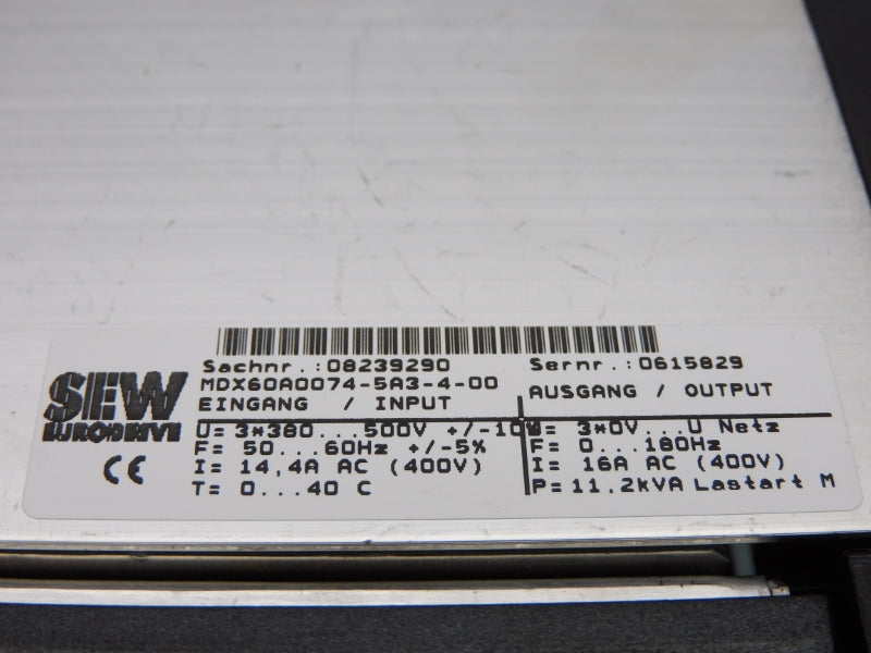SEW EURODRIVE MDX61B0075-5A3-4-00 08279624 380-500V 16A (AS PICTURED) NSNP