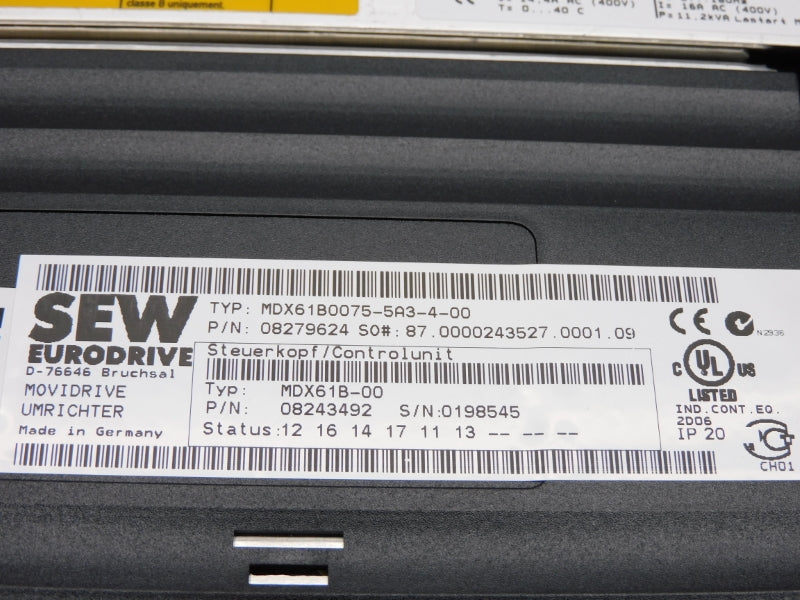 SEW EURODRIVE MDX61B0075-5A3-4-00 08279624 380-500V 16A (AS PICTURED) NSNP