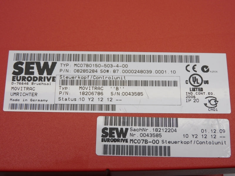 SEW EURODRIVE MC07B0150-503-4-00 08285284 380-500V 32A NSNP