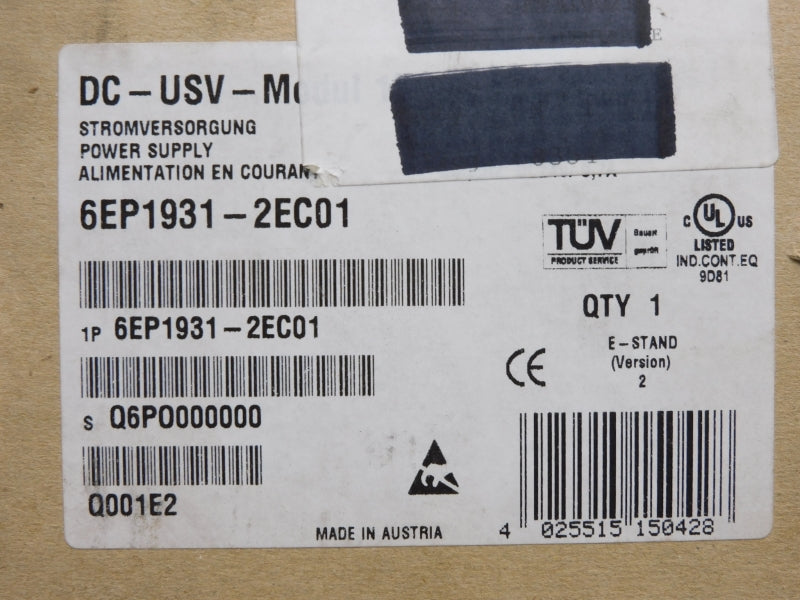SIEMENS 6EP1931-2EC01 24VDC 16.0A NSMP