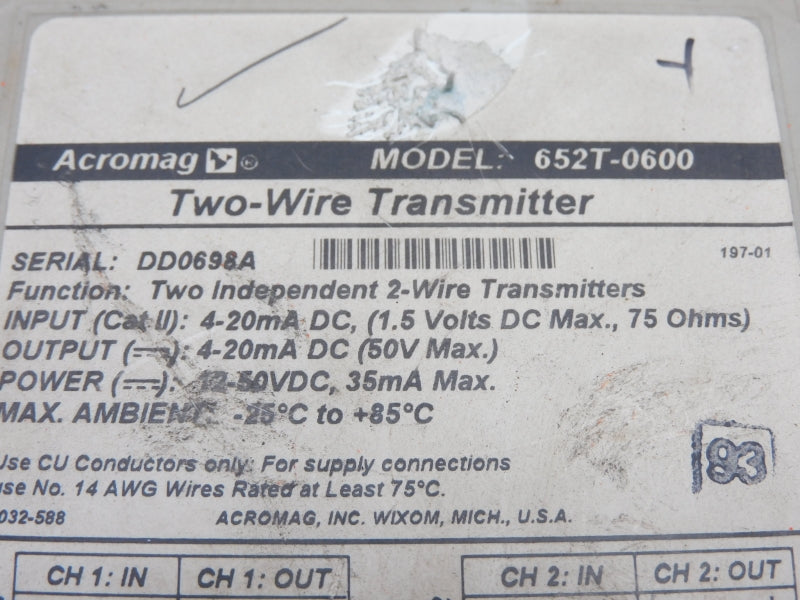 ACROMAG 652T-0600 50V UNMP