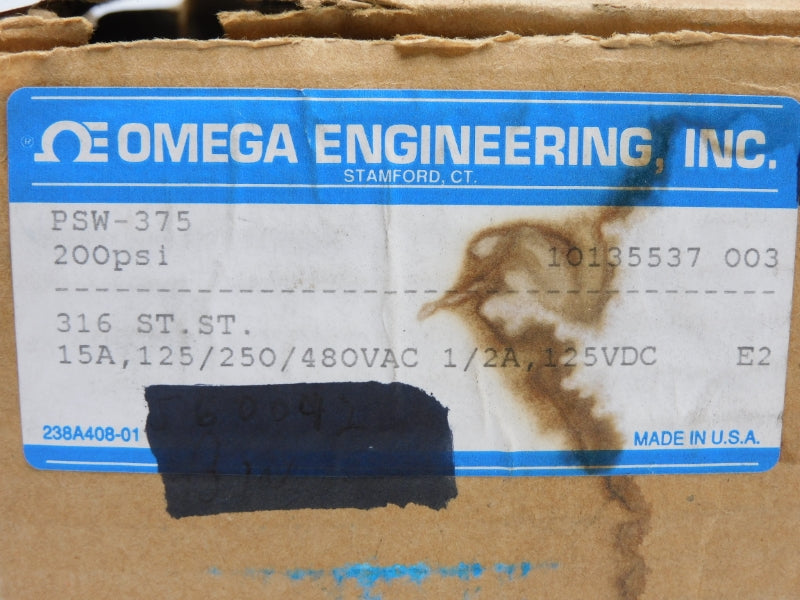 OMEGA ENGINEERING PSW-375 480VAC 15A 200PSI NSMP
