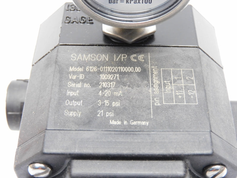 SAMSON 6126-0111020110000.00 1009271 21PSI (AS PICTURED) NSMP