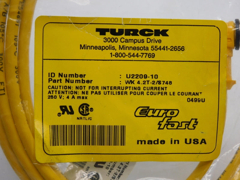 TURCK WK4.2T-2/S748 U2209-10 250V 4A NSMP