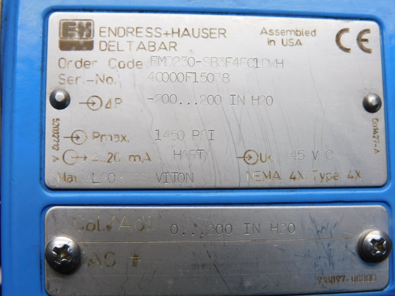 ENDRESS+HAUSER FMD230-SB3F4FC1DWH 45VDC 14500PSI NSNP
