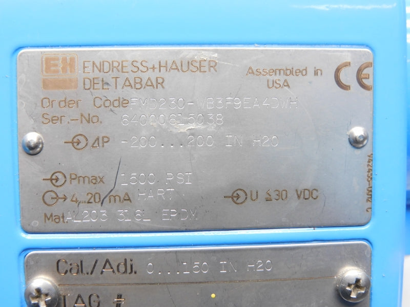 ENDRESS+HAUSER FMD230-WB3F9EA4DWH 30VDC 1500PSI UNMP