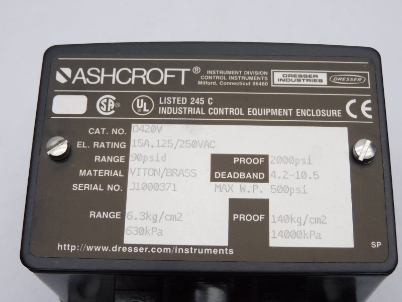 ASHCROFT D420V 125/250VAC 15A 2000PSI NSMP