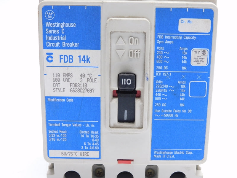 WESTINGHOUSE FDB3110 SER. C 600VAC 110A (BLUE) NSNP