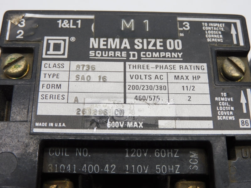 SQUARE D 8736SA016SV02 SER. A 110/120V UNMP
