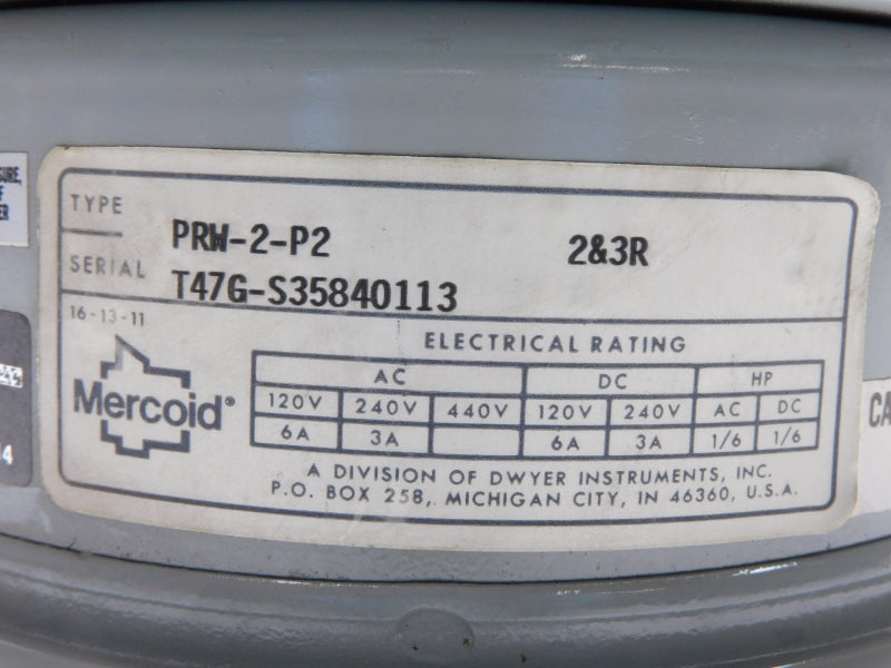 MERCOID PRW-2-P2 240V 6A 15PSI NSNP