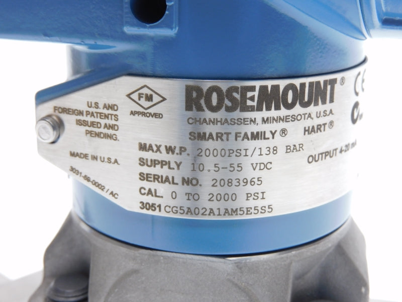 ROSEMOUNT 3051CG5A02A1AM5E5S5 10.5-55VDC 2000PSI NSNP