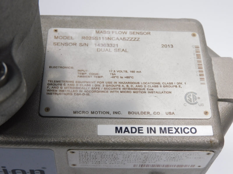MICRO MOTION R025S115NCAASZZZZ 17.3V NSNP