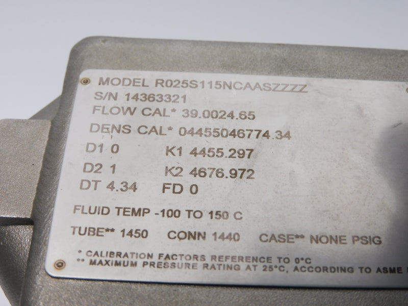 MICRO MOTION R025S115NCAASZZZZ 17.3V NSNP