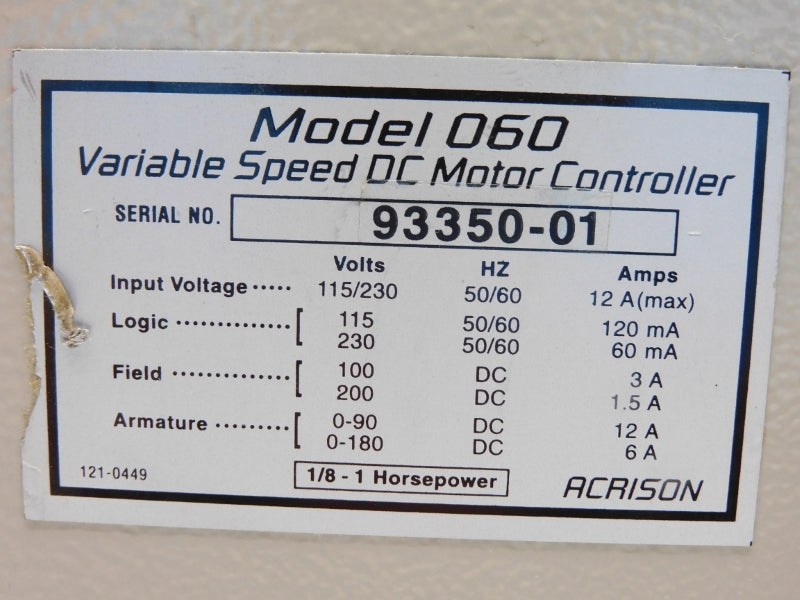 ACRISON 060SCR-DC 115/230V 12A (NO KEY) NSNP