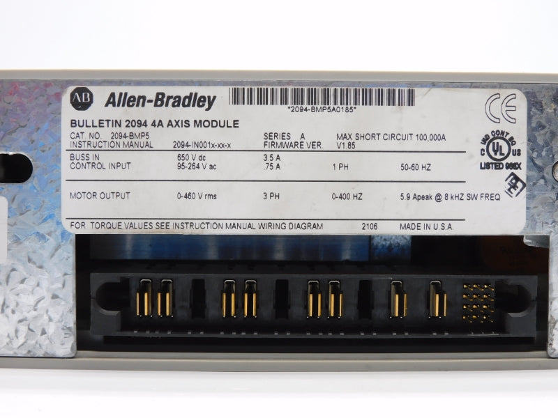 ALLEN BRADLEY 2094-BMP5 SER. A F/W V1.85 650VDC 4A UNMP