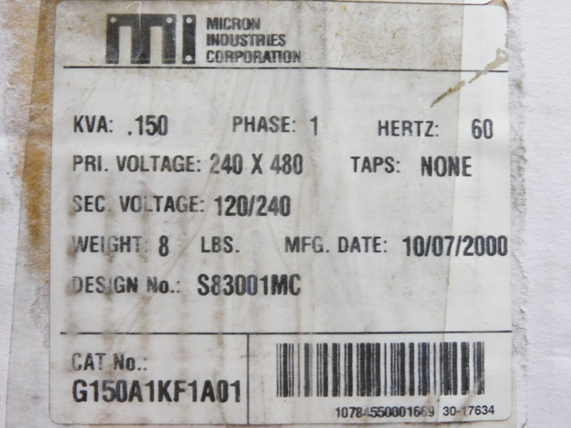 MICRON INDUSTRIES G150A1KF1A01 240/480V NSMP