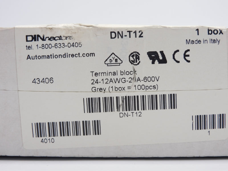 DINNECTORS DN-T12 600V 20A (PKG OF 100) NSFS