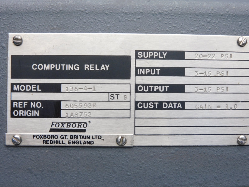 FOXBORO 136-4-1 3-15PSI UNMP