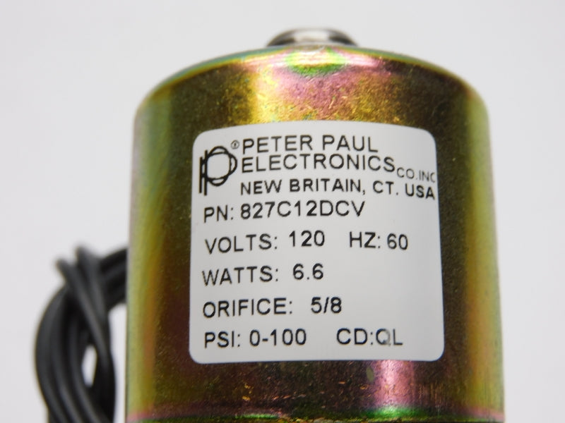 PETER PAUL 827C12DCV 120V 0-100PSI 5/8" NSMP
