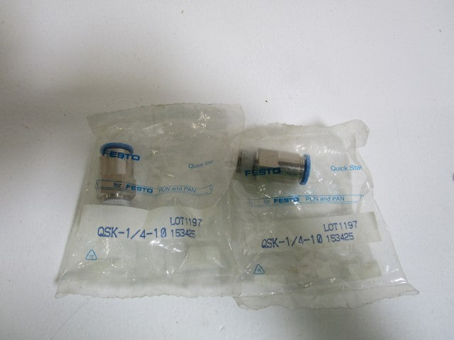 LOT OF 2 FESTO FITTING QSK-1/4-10 *NEW IN FACTORY BAG*