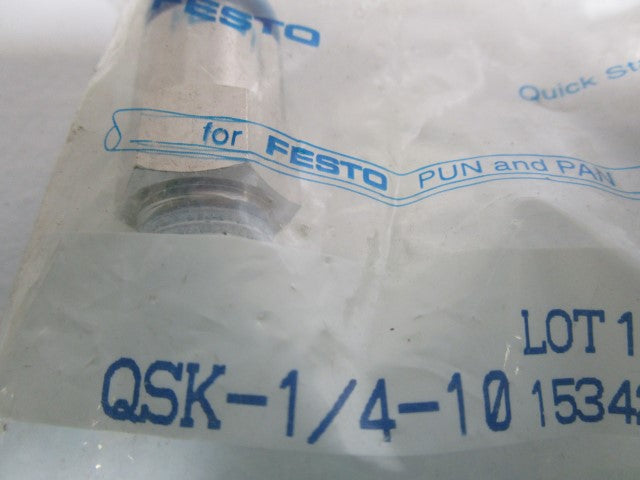 LOT OF 2 FESTO FITTING QSK-1/4-10 *NEW IN FACTORY BAG*