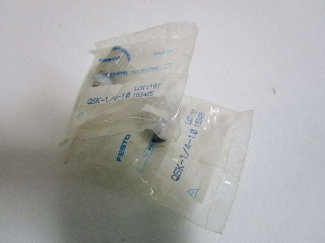LOT OF 2 FESTO FITTING QSK-1/4-10 *NEW IN FACTORY BAG*