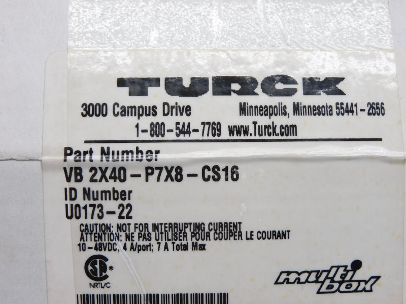 TURCK VB2X40-P7X8-CS16 U0173-22 10-48VDC 7A NSMP