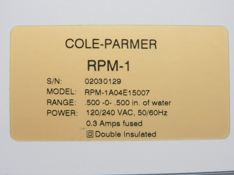 COLE-PARMER RPM-1A04E15007 120/240VAC 0.3A NSMP