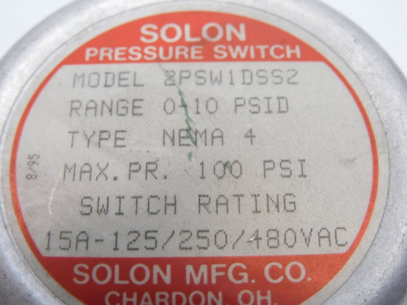 SOLON 2PSW1DSS2 480VAC 15A 0-10PSI UNMP