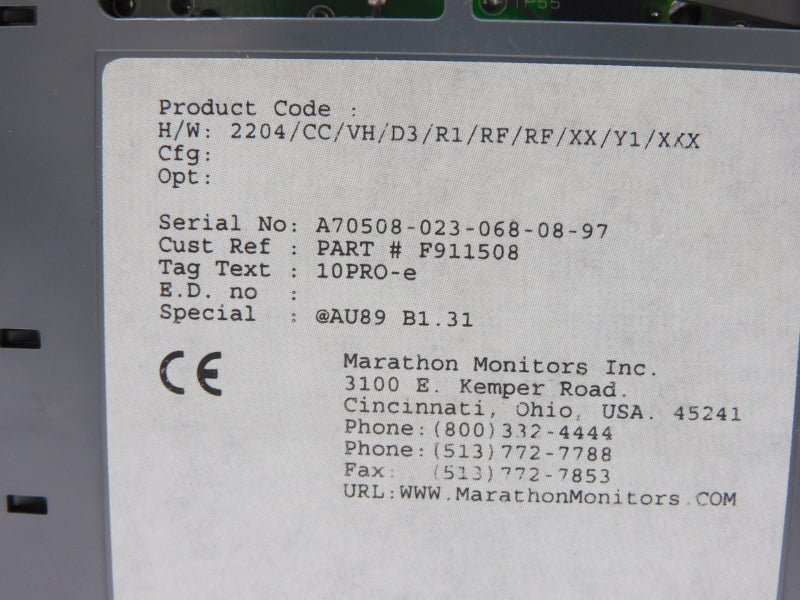 MARATHON MONITORS 2204/CC/VH/D3/R1/RF/RF/XX/Y1/XXX F911508 100-240VAC NSNP