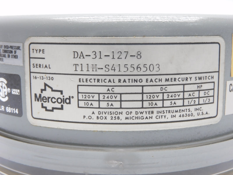 MERCOID DA-31-127-8 240VAC/DC 10A UNMP