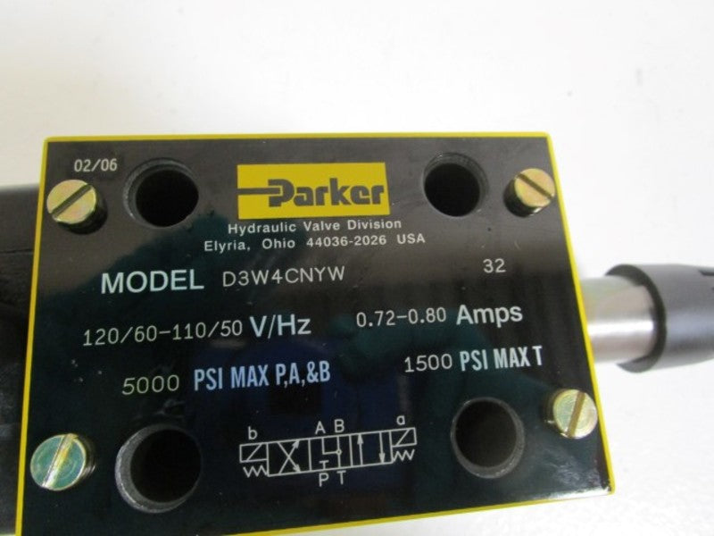 PARKER D3W4CNYW 110-120V 0.72-0.80A 5000PSI (MISSING COIL)  *NEW IN BOX*