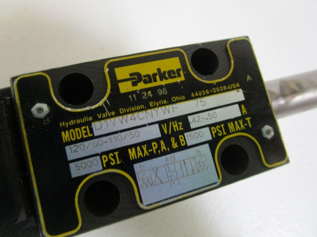 PARKER HYDRUALIC DIRECTIONAL VALVE D1VW4CNYWF-75 (AS PICTURED) *USED*