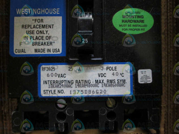 WESTINGHOUSE CIRCUIT BREAKER 1375D86G20  NSMP