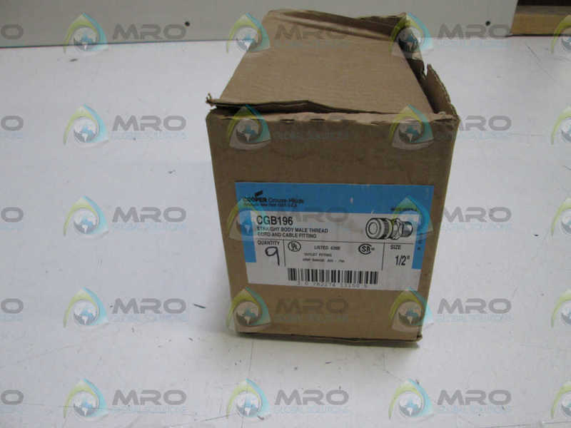 LOT OF 9 CROUSE-HINDS 1/2" CORD AND CABLE FITTING CGB196 *NEW IN BOX*