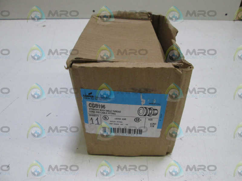 LOT OF 11 CROUSE-HINDS 1/2" CORD AND CABLE FITTING CGB196 *NEW IN BOX*