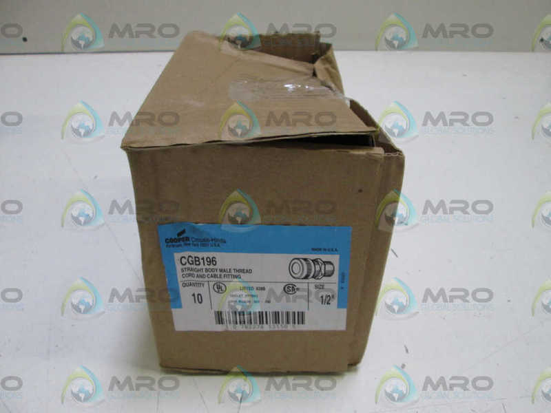 LOT OF 10 CROUSE-HINDS 1/2" CORD AND CABLE FITTING CGB196 *NEW IN BOX*