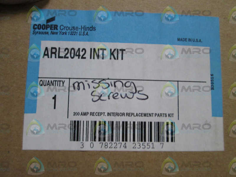 CROUSE-HINDS INT KIT ARL2042 (MISSING SCREWS)   NSMP