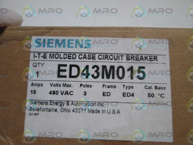 SIEMENS CIRCUIT BREAKER ED43M015 *NEW IN BOX*